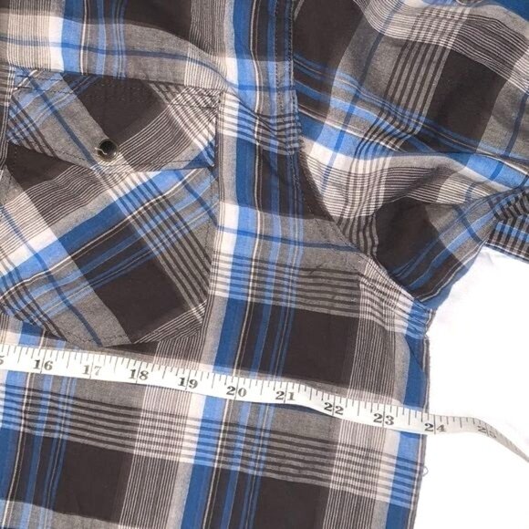 Wrangler Mens Plaid Long Sleeve Button-Down Shirt Large Blue/Gray - Picture 7 of 7